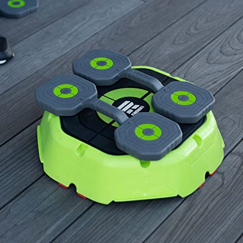 Escape Fitness USA 조절식 덤벨 STAKRBELL - 플랫 스택형 덤벨 - 4.4lbs(2kg) & 6.6lbs(3kg) 1세트 4가지로 만들 수 있는 무게: 4lbs(2kg), 6lbs(3kg), 8lbs(3.6kg), 10파운드(4.5kg), 그레이/그린 (ASTAKR46)