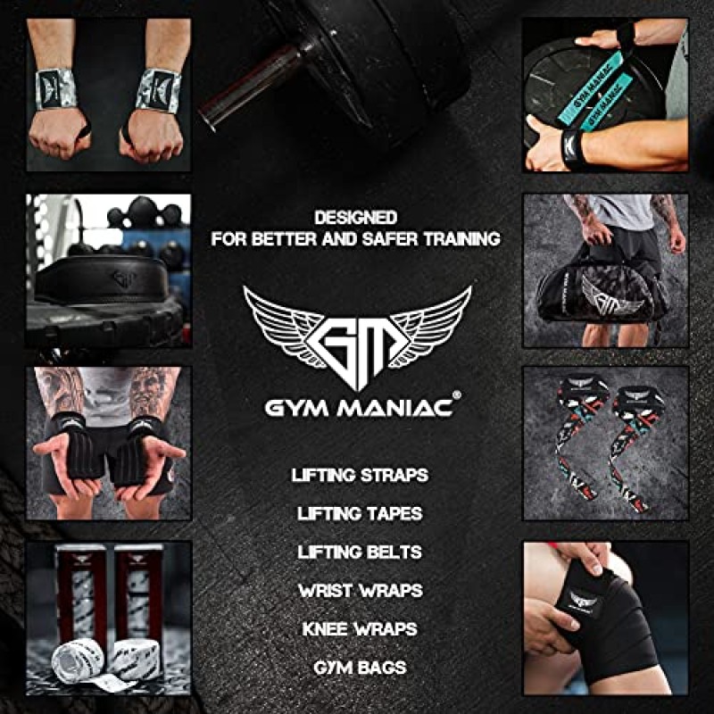 Gym Maniac GM 역도 벨트(남성 및 여성용) - 더 나은 체육관 및 훈련 운동을 위한 조정 가능한 운동 장비 - 더 안전한 스쿼트, 데드리프트, 파워리프팅 등을 위한 - 고강도 등급