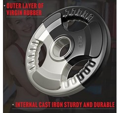 Elevens 고무 웨이트 플레이트 2인치 주철 그립 플레이트 역도, 근력 운동, 근육 토닝, 가정 및 체육관에서의 크로스핏을 위한 올림픽 플레이트