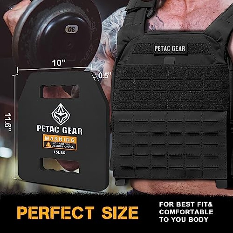 PETAC GEAR 남성용 가중 조끼 용 웨이트 플레이트 운동, 5/10/15/20 LBS 웨이트 강도 훈련 조끼 장비 운동 장비