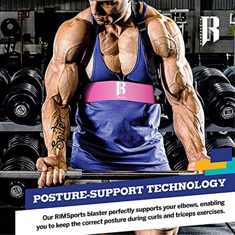 RIMSports 이두근 및 삼두근용 역도 암 블래스터 바벨 및 덤벨 컬용 헤비 듀티 이두근 블래스터 근육 강화를 위한 휴대용 이두근 컬 지지 절연체 프리미엄 이두근 운동 장비