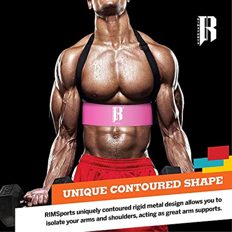 RIMSports 이두근 및 삼두근용 역도 암 블래스터 바벨 및 덤벨 컬용 헤비 듀티 이두근 블래스터 근육 강화를 위한 휴대용 이두근 컬 지지 절연체 프리미엄 이두근 운동 장비