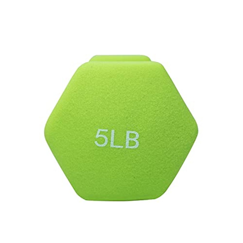 5파운드 녹색 네오프렌 코팅 덤벨 2개 세트 손 무게 다용도, 홈 체육관, 운동 10LB 총 네오프렌 세트