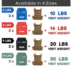 웨이트 조끼 플레이트 - 근력 운동용 웨이트 플레이트 웨이트 조끼 - 4lb, 6lb, 9lb, 14lb 쌍