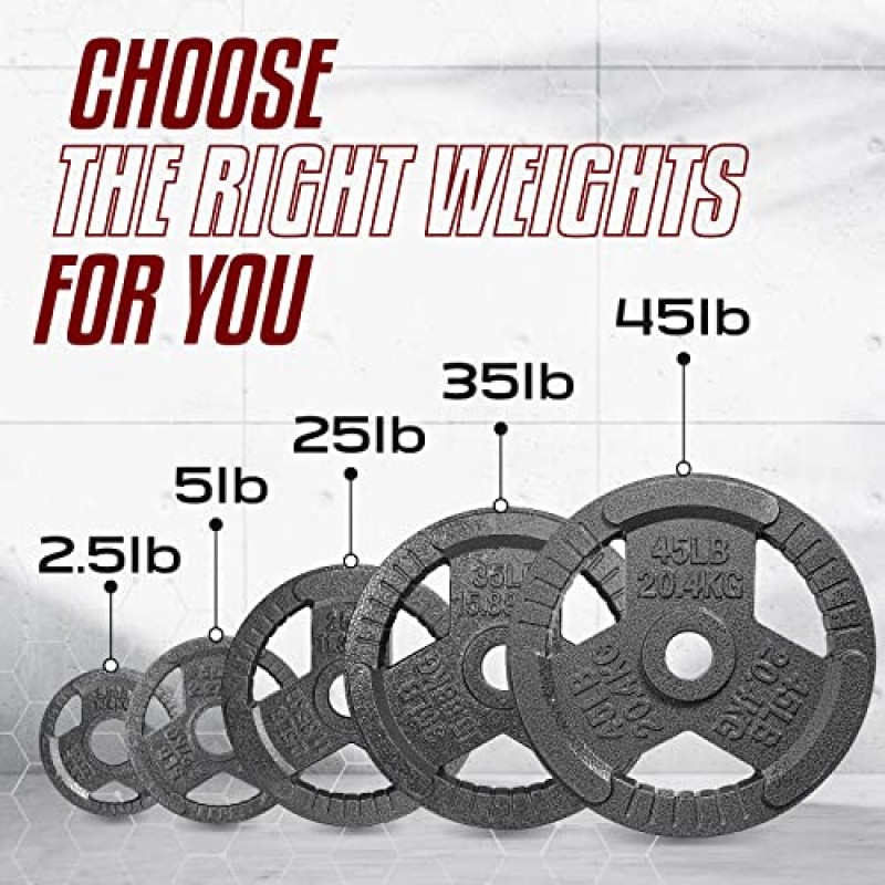 Yes4All Tri-Grip은 바벨 운동, 근력, 유연성 훈련에 적합한 올림픽 웨이트 플레이트/주철 웨이트 플레이트를 처리합니다.