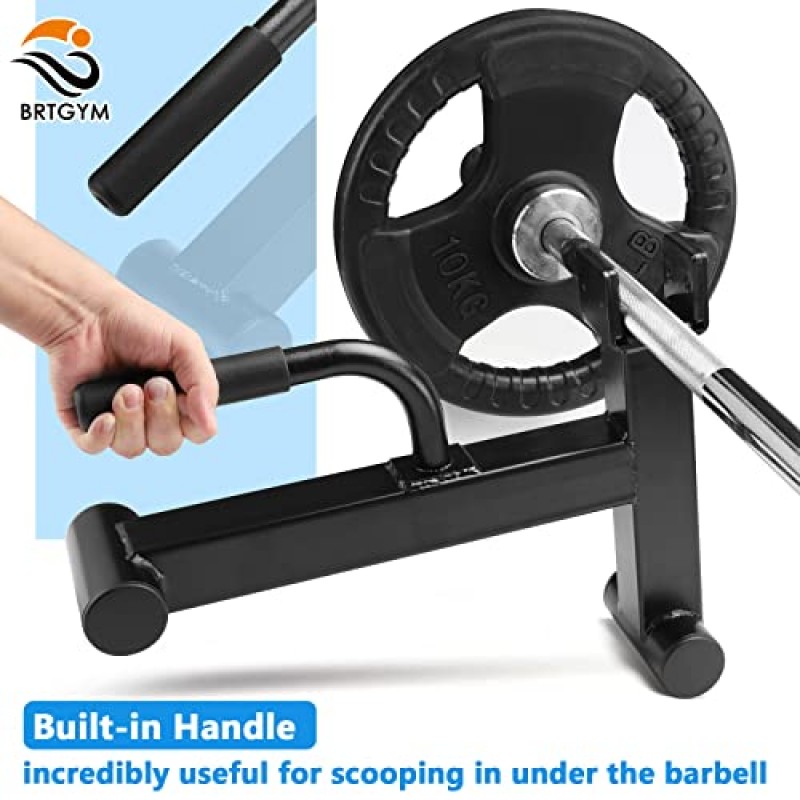 BRTGYM 데드리프트 잭 바벨 스탠드, 탄소강 제작, 데드리프트 운동, 웨이트 트레이닝, 홈 체육관용 600lb 바벨 플레이트를 쉽게 로드 및 언로드(블랙 파우더 코팅)