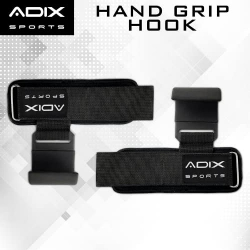 ADIX 스포츠 - 역도 후크 그립 - 미끄럼 방지 고무 코팅, 8mm 두께의 패딩 처리된 네오프렌으로 이중 스티치