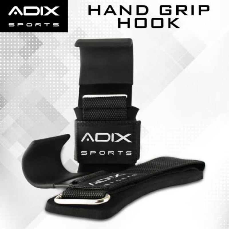 ADIX 스포츠 - 역도 후크 그립 - 미끄럼 방지 고무 코팅, 8mm 두께의 패딩 처리된 네오프렌으로 이중 스티치