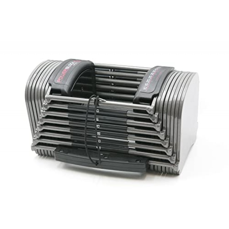 PowerBlock Sport 50 조정 가능한 덤벨, 쌍으로 판매, 10-50파운드 덤벨, 내구성 있는 강철 구조, 혁신적인 홈 운동 장비, 올인원 운동 덤벨, 근력 트레이닝 그레이