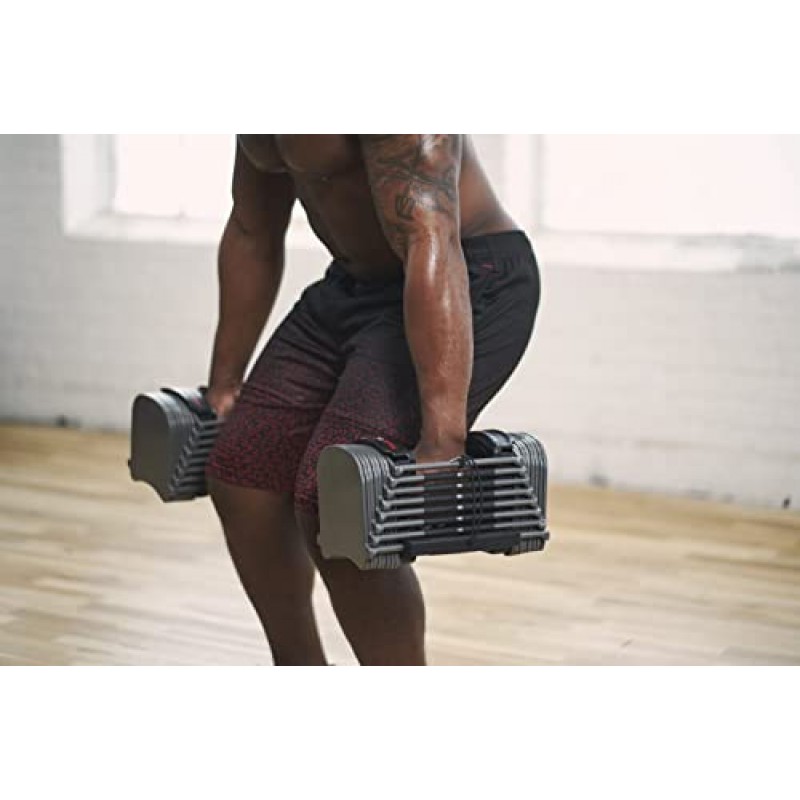 PowerBlock Sport 50 조정 가능한 덤벨, 쌍으로 판매, 10-50파운드 덤벨, 내구성 있는 강철 구조, 혁신적인 홈 운동 장비, 올인원 운동 덤벨, 근력 트레이닝 그레이
