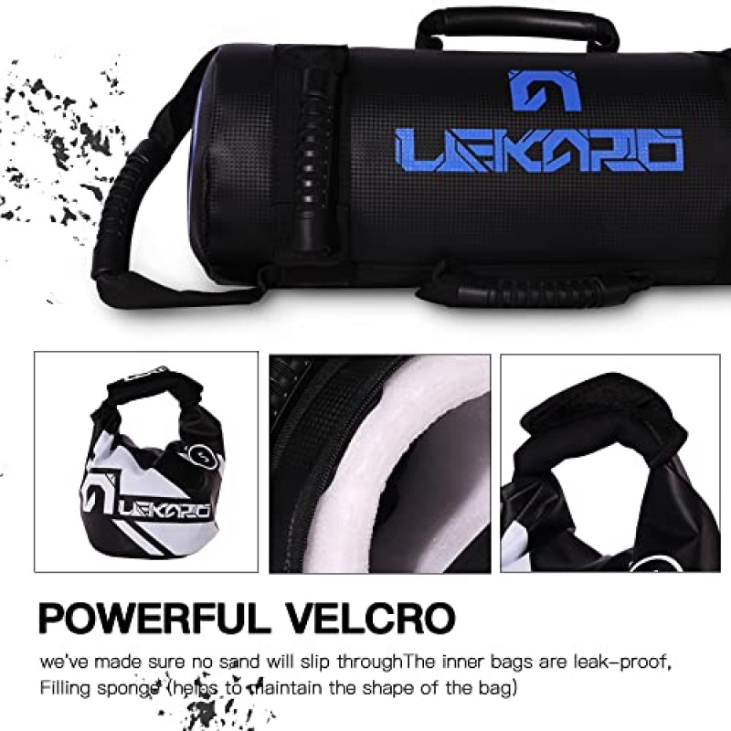 피트니스용 LEKäRO 운동 샌드백, 근력 트레이닝용 헤비듀티 샌드백, 크로스 트레이닝용 홈 체육관 장비, 야외 실내용 손잡이 6개가 있는 조절 가능한 운동 무게