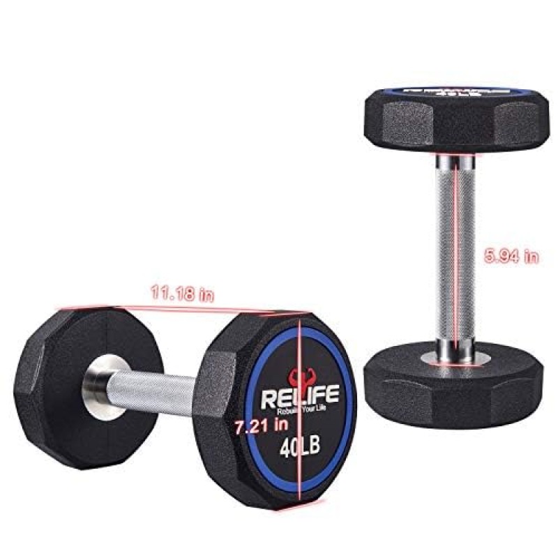 RELIFE 당신의 인생을 재건하십시오 Decagon Dumbbell Heavy Weight 바벨 금속 핸들 강도 훈련 홈 체육관 운동 장비