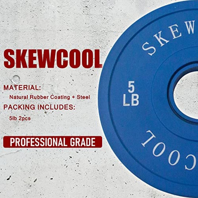 SKEWCOOL 올림픽 분수 플레이트 1.25LB 2.5LB 5LB 세트 고무 코팅 분수 변경 플레이트 근력 훈련용 2인치 컬러 웨이트 플레이트 체중 감량 쌍으로 판매