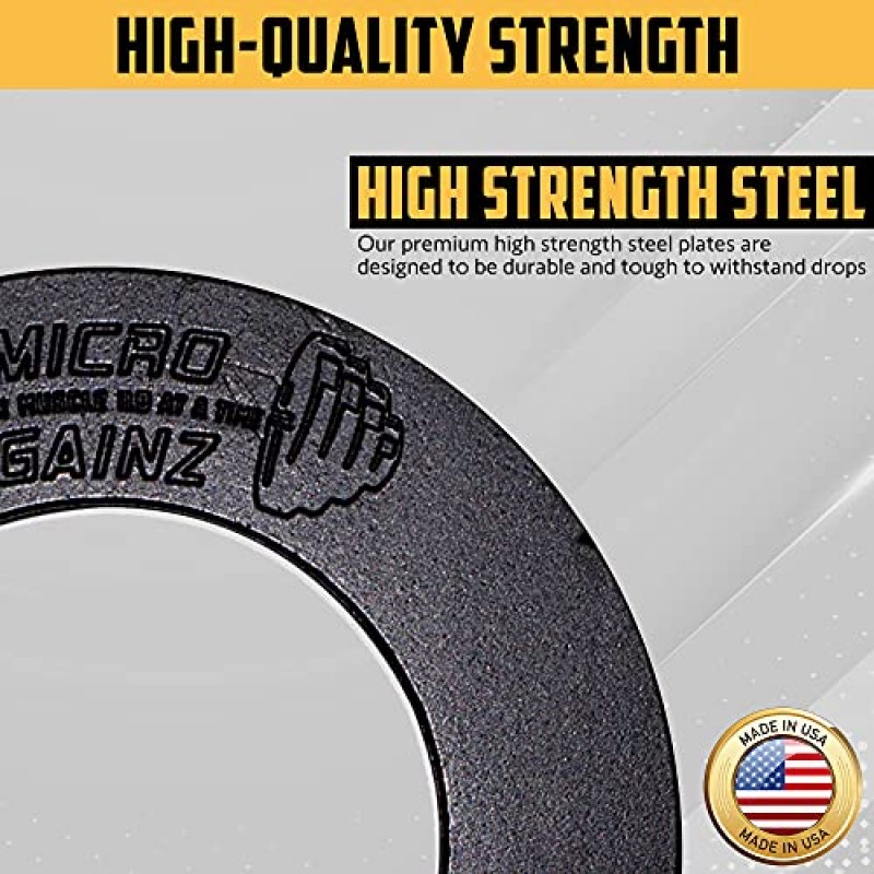 Micro Gainz 보정된 분수 중량 플레이트 세트 2개 플레이트 .25LB-1.25LB(세트 선택) - 올림픽 바벨용으로 설계, 근력 훈련 및 마이크로 로딩에 사용, 미국산