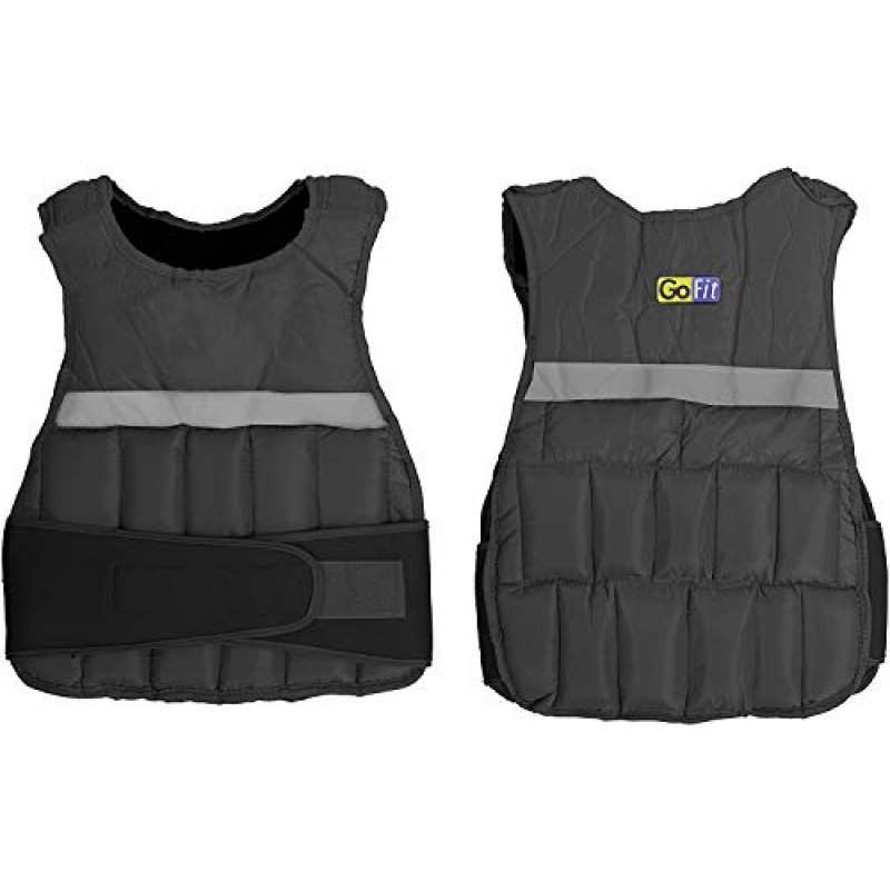 GoFit 패딩 조절식 웨이트 조끼 - 저항력 훈련, 회색, 10파운드, GF-WV10