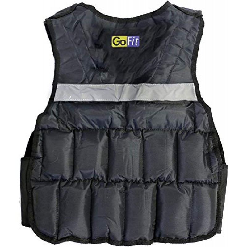 GoFit 패딩 조절식 웨이트 조끼 - 저항력 훈련, 회색, 10파운드, GF-WV10