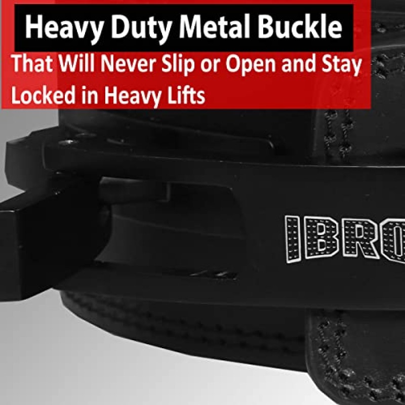IBRO 파워 리프팅 역도 레버 또는 단일 프롱 체육관 벨트 - 8MM, 10MM 또는 13MM 익스트림 파워 헤비 듀티 100% 정품 가죽 - 스쿼트 데드리프트 보디빌딩 역도 남성 여성을 위한 IPF Strongman