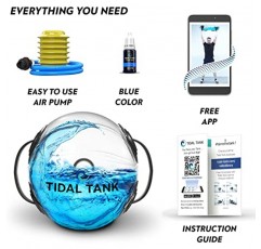 Tidal Tank Sphere Mini - 물 무게가 포함된 오리지널 아쿠아 볼 - 궁극적인 코어 및 균형 운동 - 휴대용 안정성 피트니스 장비 - 최대 33lb