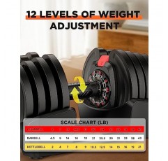 Oridum 조정 가능한 덤벨, 3-40LBS 12가지 무게 옵션 [덤벨, 바벨, 케틀벨] 편안함과 미끄럼 방지 그립을 갖춘 3-in-1 프리 웨이트 | 홈 체육관 전신 운동 피트니스를 위한 빠른 체중 조절