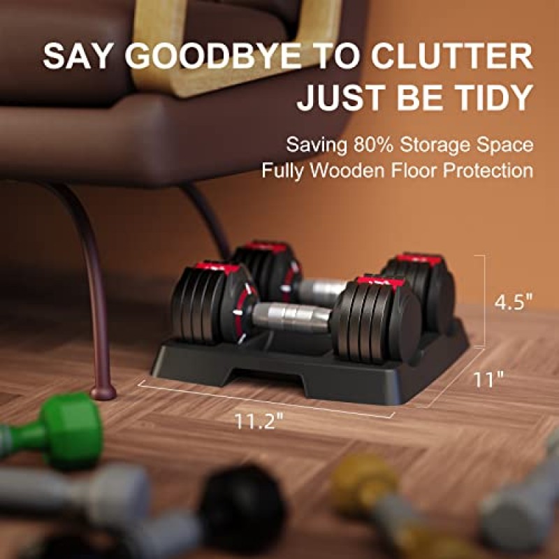 FLYBIRD 조절 가능한 덤벨, 홈 체육관 운동 및 피트니스용 15LB 2개 세트, 미끄럼 방지 금속 손잡이가 있는 빠른 변화 무게, 전신 운동을 위한 멀티웨이트 옵션 남성/여성에 적합