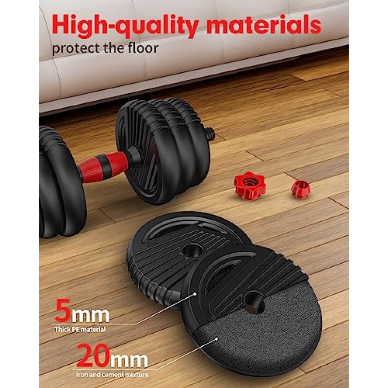 Trakmaxi 조정 가능한 덤벨 세트 20LB/55LB/70LBS 프리 웨이트 덤벨, 4 in 1 웨이트 세트, 덤벨, 바벨, Kettlebell, 푸시 업, 남성 여성용 홈 체육관 피트니스 운동 장비