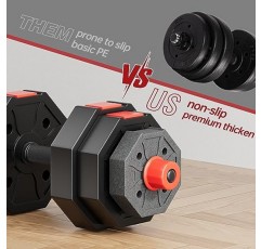 YllJYK 웨이트 덤벨 세트, 스테인레스 커넥터가 포함된 50/65lbs 프리 웨이트 세트, 바벨, 케틀벨, 푸시 업 스탠드, 홈 체육관에 적합한 남성/여성용 피트니스 운동으로 사용되는 4 In1 조정 가능한 덤벨 세트