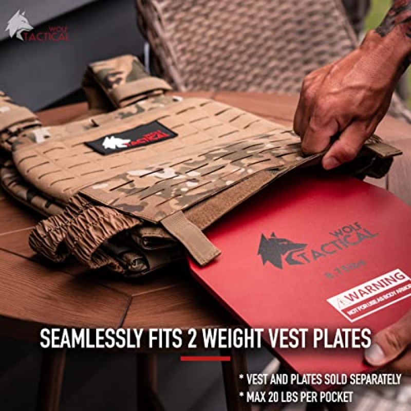 WOLF TACTICAL 조정 가능한 가중 조끼 – WOD, 근력 및 지구력 훈련, 피트니스 운동, 달리기