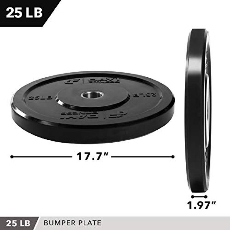 1일차 피트니스 올림픽 범퍼 플레이트 2인치 – 싱글 또는 페어, 5가지 중량 옵션 10lbs ~ 45lbs - 바벨, 바용 가중 플레이트 - 충격 흡수, 리프팅을 위한 최소 바운스, 근력 훈련