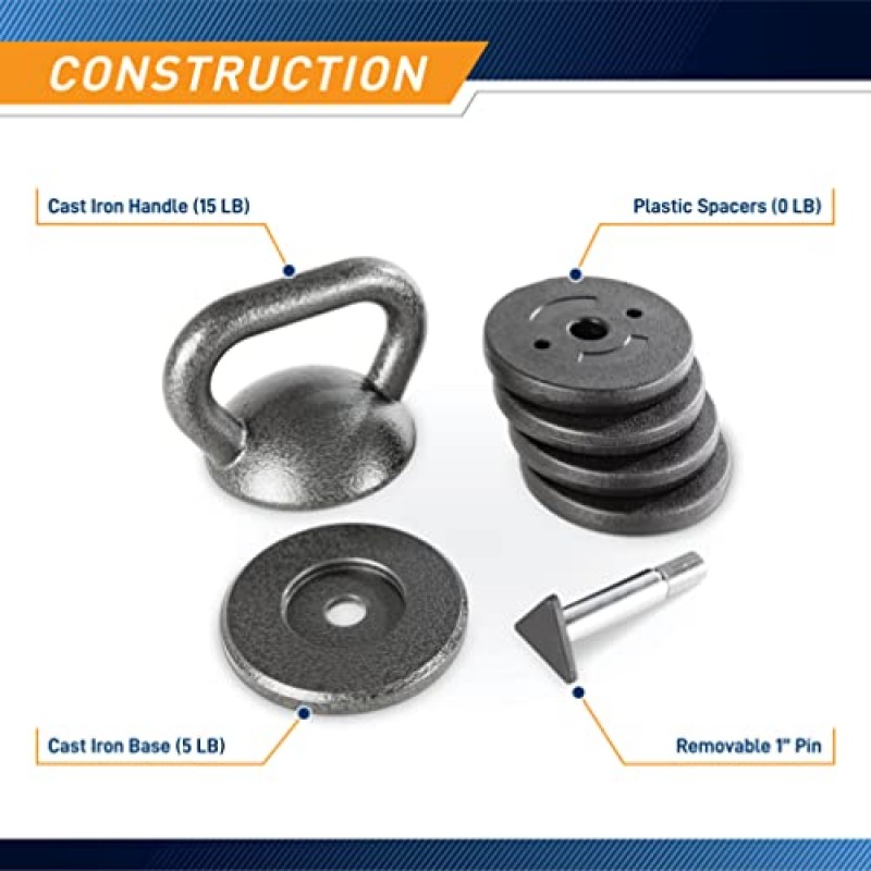 Apex 조정 가능한 고강도 운동 Kettlebell 무게 세트 홈 체육관용 근력 훈련 및 역도 장비 APKB-5009, 회색