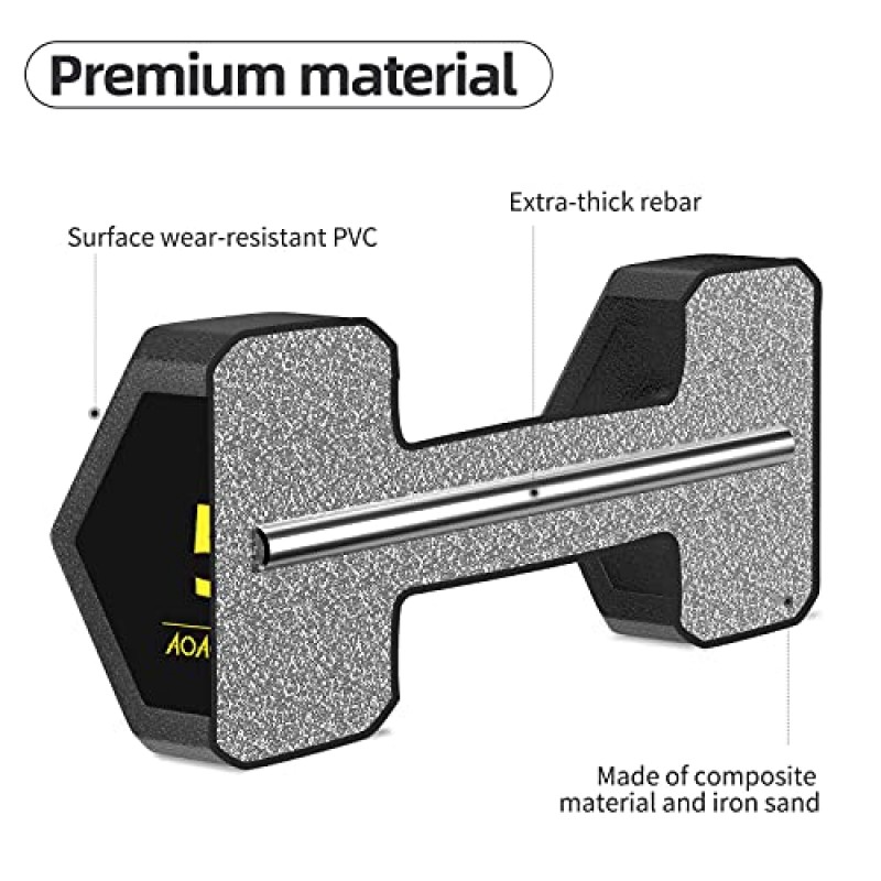 Hex Dumbbells PVC Encase 코팅 근력 훈련, 홈 체육관 피트니스 및 전신 운동을위한 프리 웨이트 덤벨 세트