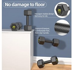Hex Dumbbells PVC Encase 코팅 근력 훈련, 홈 체육관 피트니스 및 전신 운동을위한 프리 웨이트 덤벨 세트