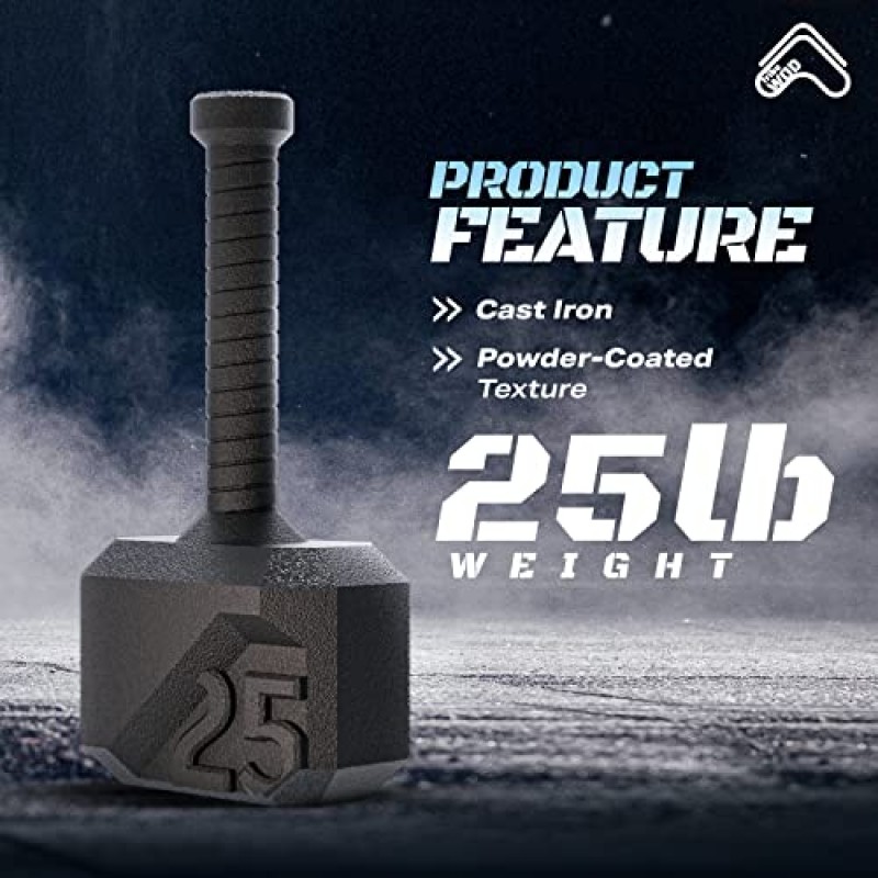Tribe WOD 해머 케틀벨 15-70lb - 여성 및 남성을 위한 근육 강화, 심장 강화 피트니스, 웨이트용 크로스 트레이닝 운동 장비 | 근력 운동 케틀벨