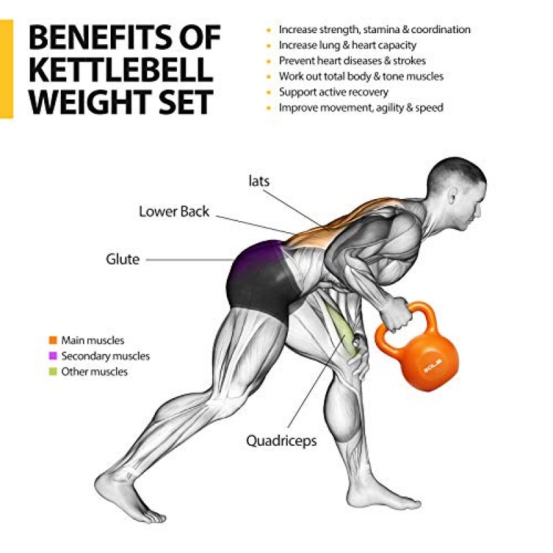 Kettlebell 세트, TopMade 5lb-40lb 비닐 코팅 주철 조정 가능한 Kettlebell 무게 세트 운동 피트니스 주전자 공 덤벨 그립 무게 Kettlebells 남성용 여성용 홈 체육관 운동 근력 훈련