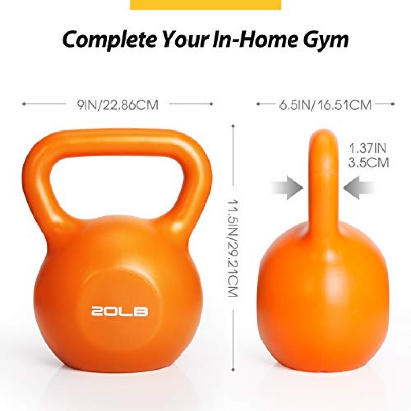 Kettlebell 세트, TopMade 5lb-40lb 비닐 코팅 주철 조정 가능한 Kettlebell 무게 세트 운동 피트니스 주전자 공 덤벨 그립 무게 Kettlebells 남성용 여성용 홈 체육관 운동 근력 훈련
