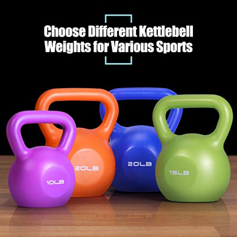 Kettlebell 세트, TopMade 5lb-40lb 비닐 코팅 주철 조정 가능한 Kettlebell 무게 세트 운동 피트니스 주전자 공 덤벨 그립 무게 Kettlebells 남성용 여성용 홈 체육관 운동 근력 훈련