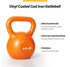 Kettlebell 세트, TopMade 5lb-40lb 비닐 코팅 주철 조정 가능한 Kettlebell 무게 세트 운동 피트니스 주전자 공 덤벨 그립 무게 Kettlebells 남성용 여성용 홈 체육관 운동 근력 훈련