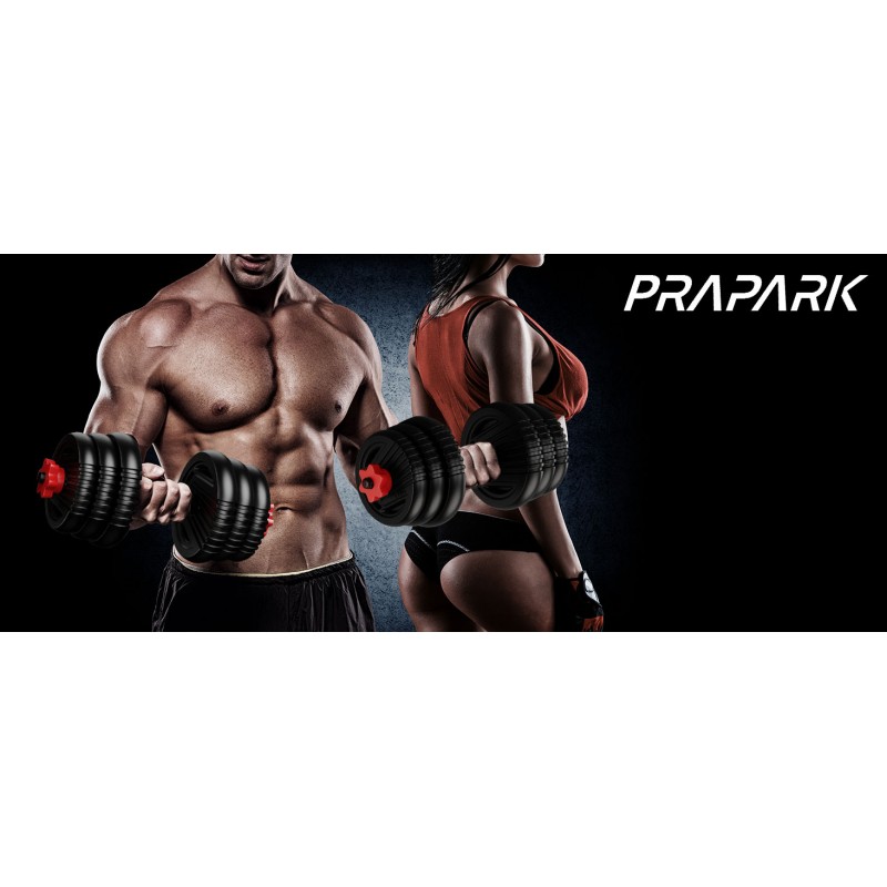 Prapark 조정 가능한 덤벨 세트 - 커넥터가 있는 22/44/66/88LB 프리 웨이트 세트 - 바벨, 케틀벨, 푸시업 스탠드로 사용되는 4 in1 웨이트 덤벨 세트 - 홈 체육관 운동을 위한 피트니스 운동