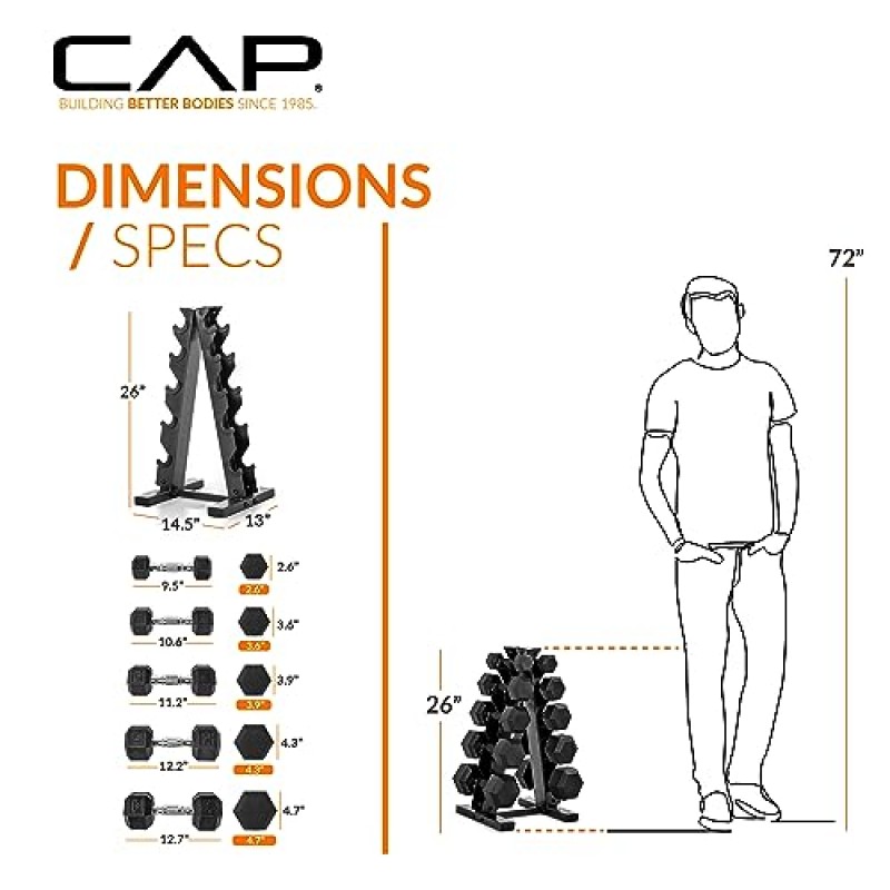 CAP 바벨 150 LB 덤벨 세트(랙 포함)