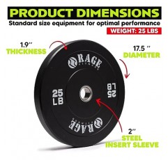 Rage Fitness 25lb 올림픽 범퍼 플레이트, 2