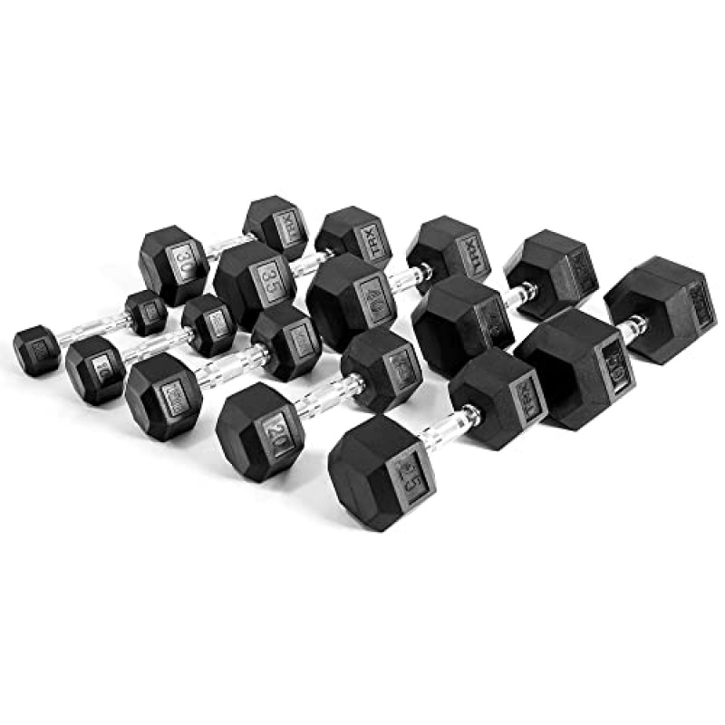 RAGE Fitness 고무 육각 덤벨, 30 lb, 멀티