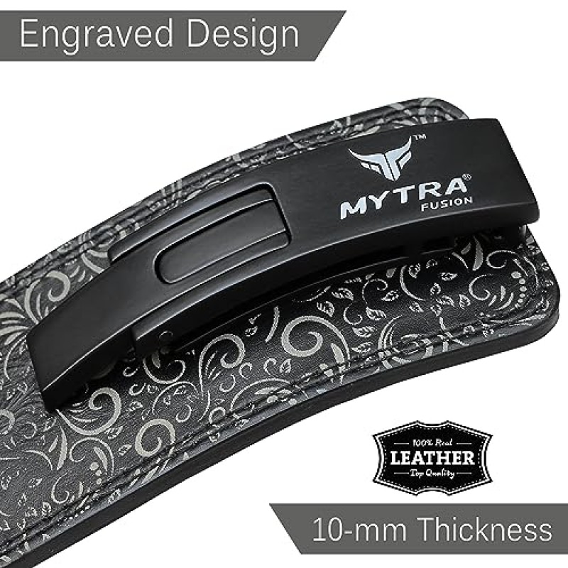 남성과 여성을 위한 Mytra Fusion 역도 벨트 레버 벨트 10MM 두께 및 4
