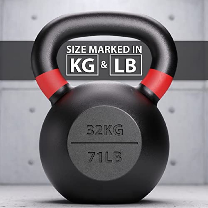 Synergee Cast Iron Kettlebells 근력 훈련, 컨디셔닝 및 기능성 피트니스를 위한 블랙 매트 케틀벨 웨이트