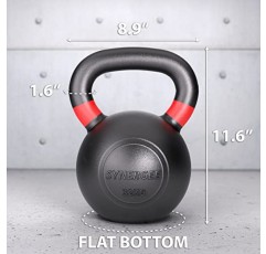 Synergee Cast Iron Kettlebells 근력 훈련, 컨디셔닝 및 기능성 피트니스를 위한 블랙 매트 케틀벨 웨이트