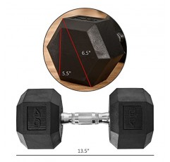 Soozier Hex Dumbbells 2개 세트, 고무 무게 운동 피트니스 덤벨, 미끄럼 방지 핸들, 안티롤, 여성용 또는 남성용 홈 체육관 운동, 2 x 40lbs