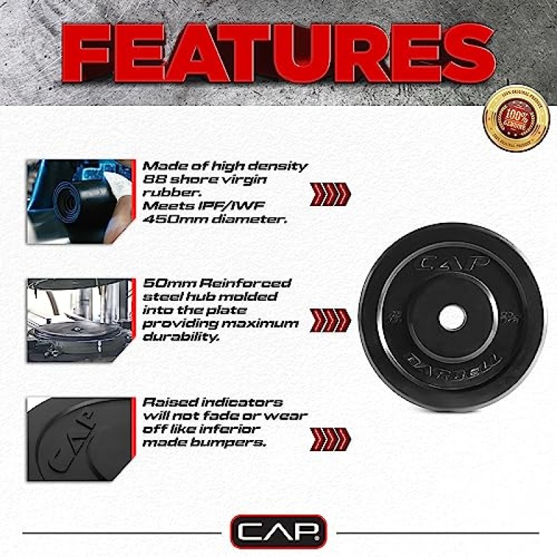 CAP 바벨 올림픽 범퍼 플레이트, 블랙, 45lb 싱글