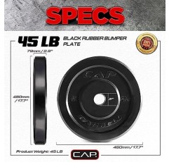CAP 바벨 올림픽 범퍼 플레이트, 블랙, 45lb 싱글