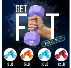 Fitness Alley 네오프렌 운동 아령 - 미끄럼 방지, 롤 방지 운동 및 피트니스 아령 콤보 - 남성 및 여성용 육각형 핸드 웨이트 - 가정 및 체육관 훈련에 이상적
