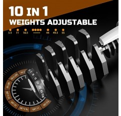 ATIVAFIT 조정 가능한 덤벨 세트, 55LB 덤벨 웨이트 세트, 10 in 1 프리 웨이트, 한 손으로 빠르게 조정 가능, 안전 잠금 장치가 있는 덤벨, 홈 체육관 운동을 위한 미끄럼 방지 손잡이 및 트레이 피트니스 근력 훈련