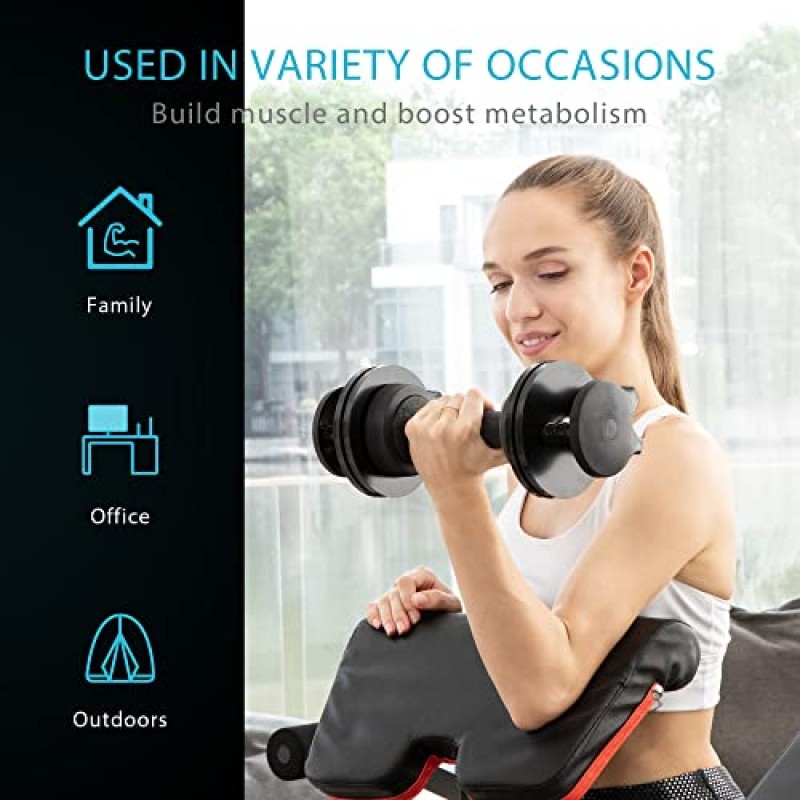 VIVOHOME 2.5파운드 ~ 15파운드 조정 가능한 무게 아령 미끄럼 방지 손잡이와 트레이가 있는 2개 세트 멀티웨이트 옵션 남성 여성을 위한 운동 장비 홈 체육관 사무실