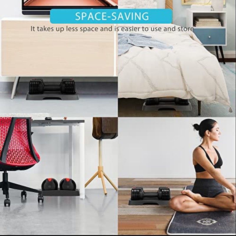 VIVOHOME 2.5파운드 ~ 15파운드 조정 가능한 무게 아령 미끄럼 방지 손잡이와 트레이가 있는 2개 세트 멀티웨이트 옵션 남성 여성을 위한 운동 장비 홈 체육관 사무실